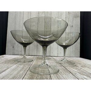 Vtg West Germany Smoke Grey Coupes Cocktail Champagne Glasses MCM 4.5"  Set of 4